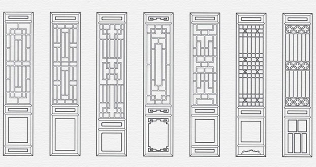 崆峒常用中式仿古花窗图案隔断设计图